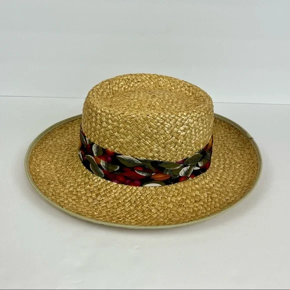 Straw Hat Fruit Fabric Print Made In The USA Size Medium - Picture 5 of 12